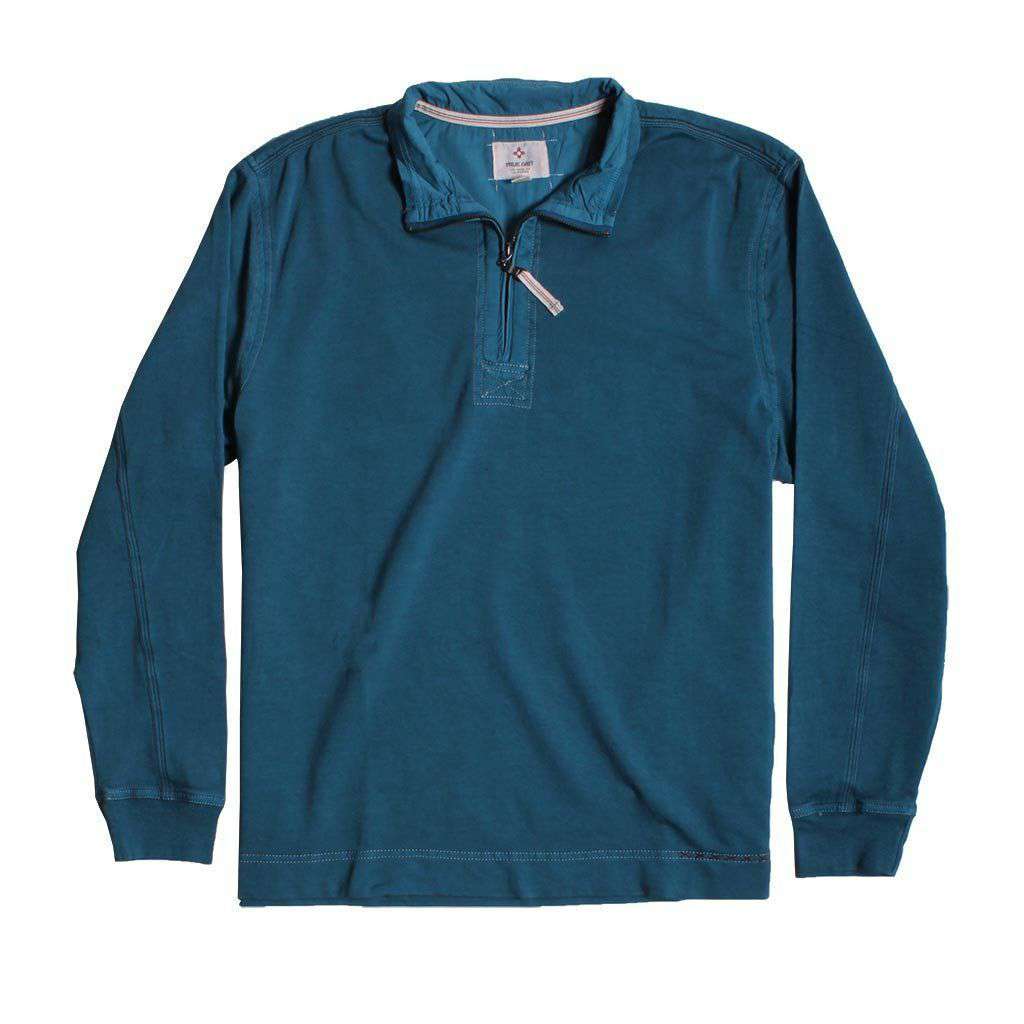 Cashmere Heather Fleece Zip Pullover in Ocean Sapphire by True Grit - Country Club Prep