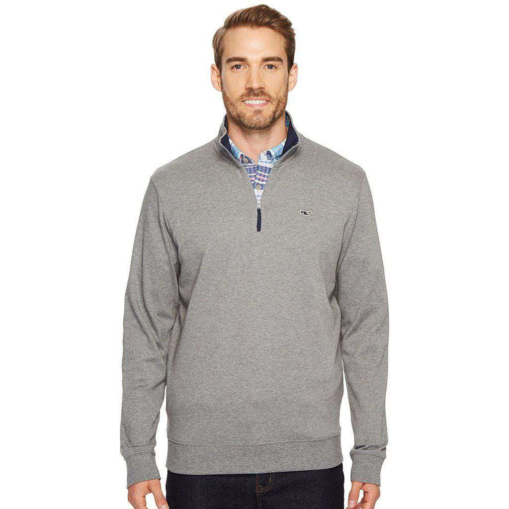 Custom Lindenhurst Quarter Zip in Gray Heather by Vineyard Vines - Country Club Prep