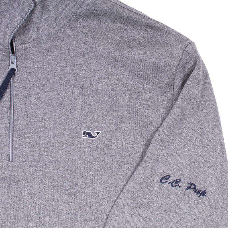 Custom Lindenhurst Quarter Zip in Gray Heather by Vineyard Vines - Country Club Prep