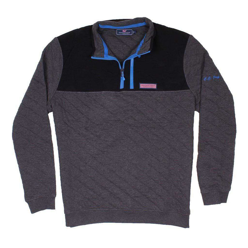 Custom Quilted 1/4 Zip Shep Shirt in Charcoal Heather by Vineyard Vines - Country Club Prep