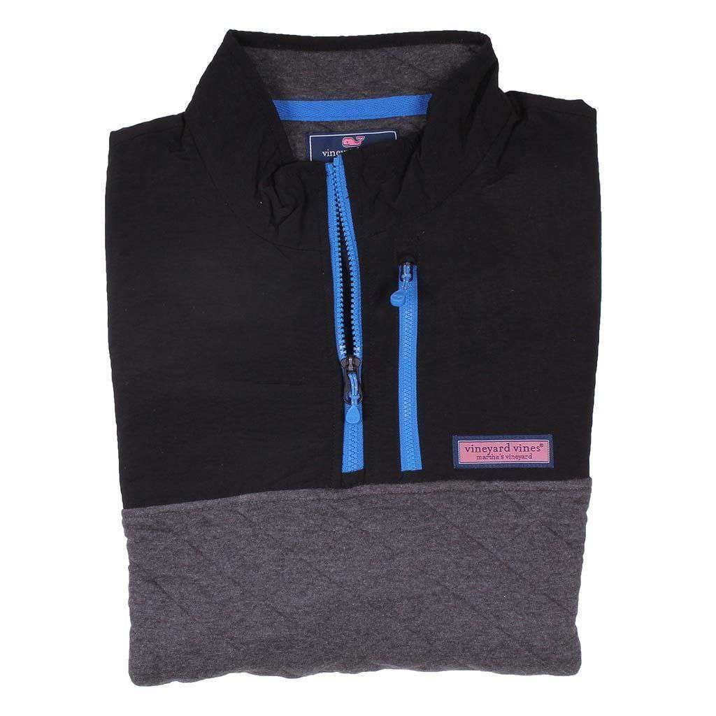 Custom Quilted 1/4 Zip Shep Shirt in Charcoal Heather by Vineyard Vines - Country Club Prep