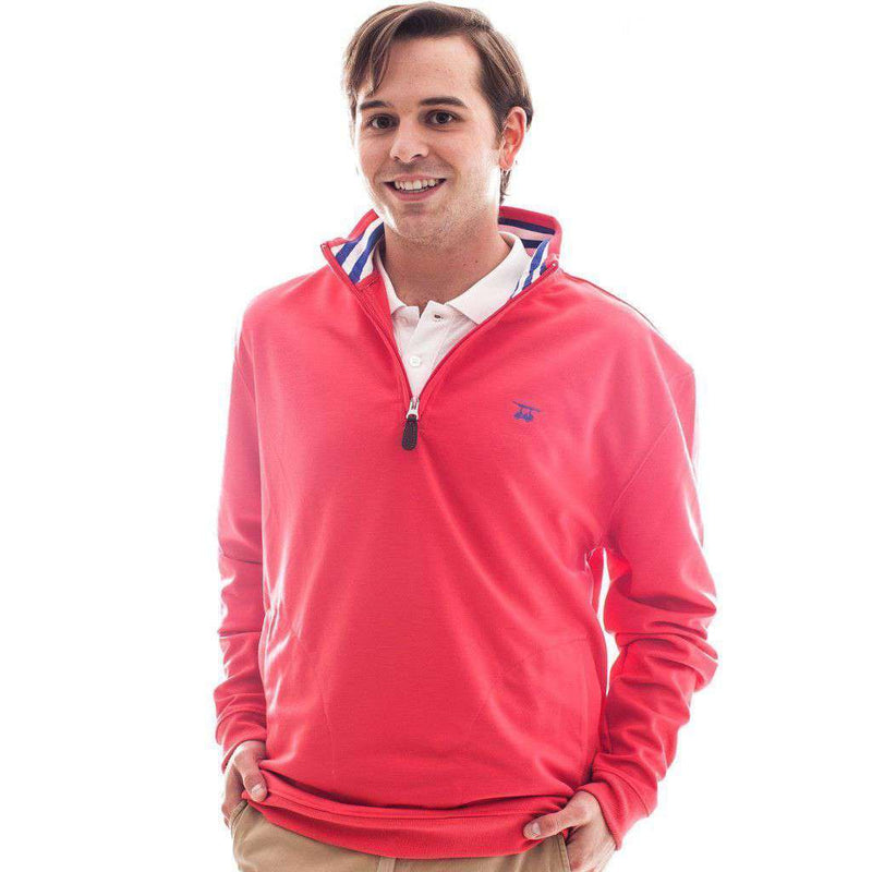 19th Hole Quarter- Zip Pullover in Red by Bald Head Blues - Country Club Prep