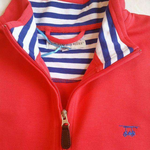 19th Hole Quarter- Zip Pullover in Red by Bald Head Blues - Country Club Prep
