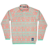 Alpine Fleece Pullover in Coral and Mint by Southern Marsh - Country Club Prep