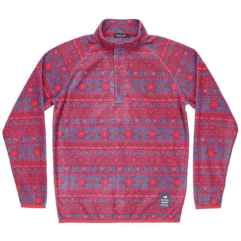 Alpine Fleece Pullover in Navy and Red by Southern Marsh - Country Club Prep