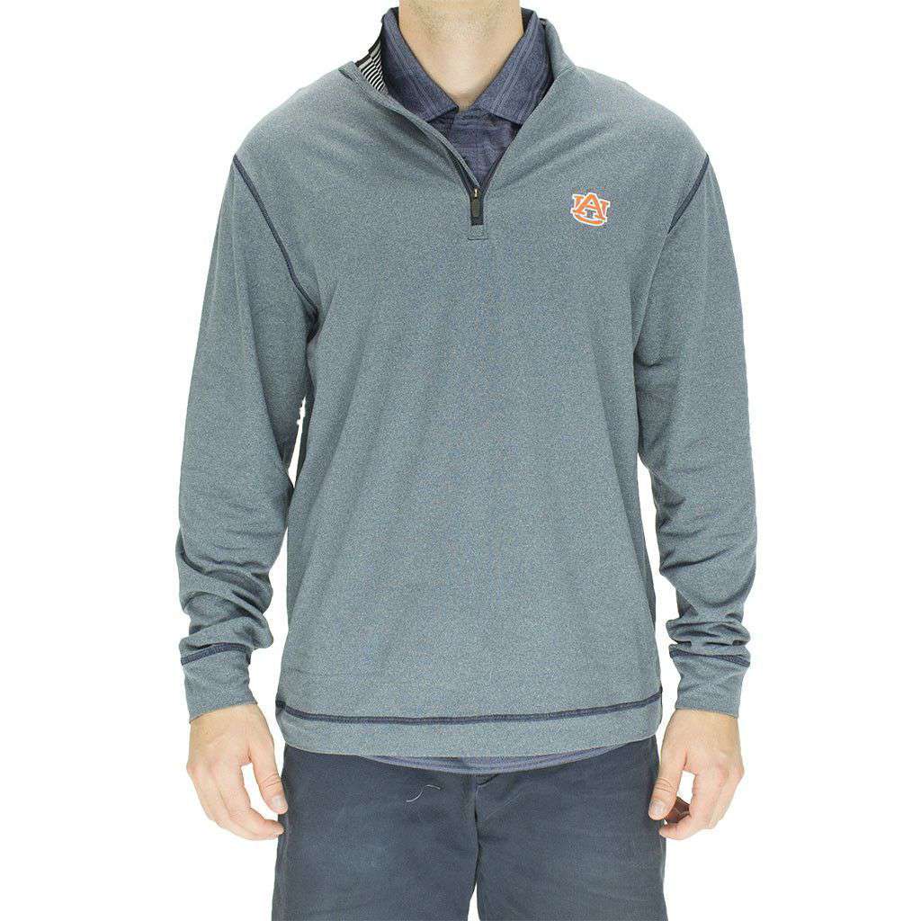 Auburn Drytec Topspin Half Zip Pullover in Charcoal by Cutter & Buck - Country Club Prep