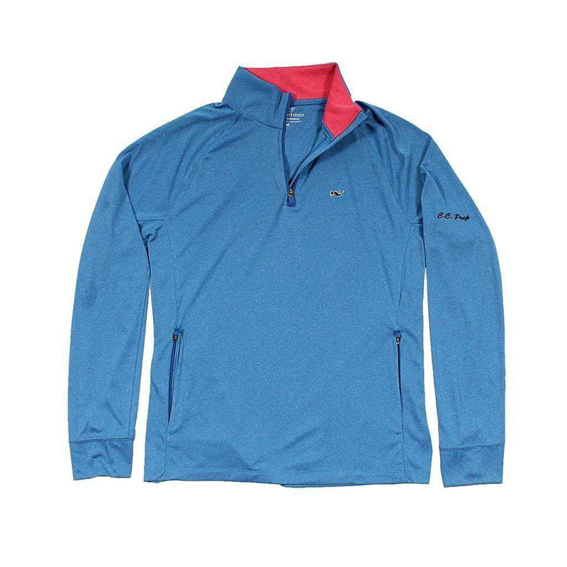 Custom Nine Mile Performance 1/4 Zip in Azure Blue by Vineyard Vines - Country Club Prep