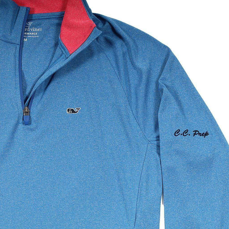 Custom Nine Mile Performance 1/4 Zip in Azure Blue by Vineyard Vines - Country Club Prep