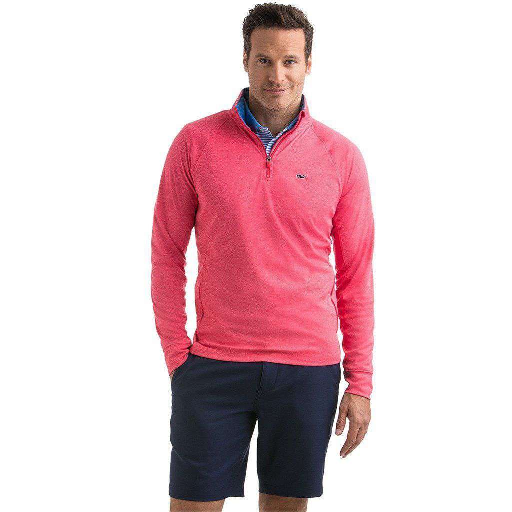 Vineyard Vines Custom Nine Mile Performance 1/4 Zip in Coral Red