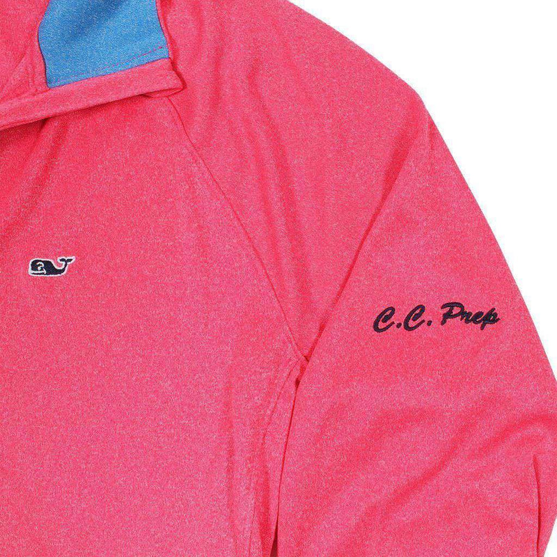 Custom Nine Mile Performance 1/4 Zip in Coral Red by Vineyard Vines - Country Club Prep