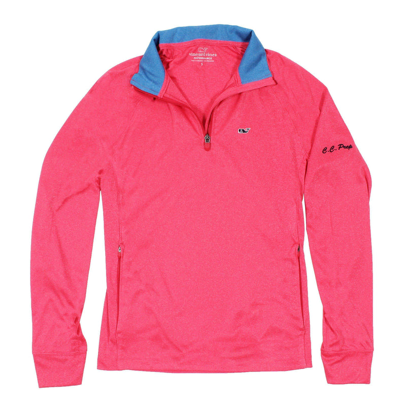 Custom Nine Mile Performance 1/4 Zip in Coral Red by Vineyard Vines - Country Club Prep