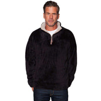 Double Plush 1/2 Zip Pullover in Black by True Grit - Country Club Prep
