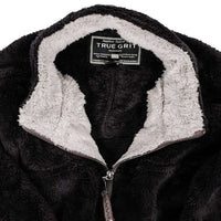 Double Plush 1/2 Zip Pullover in Black by True Grit - Country Club Prep