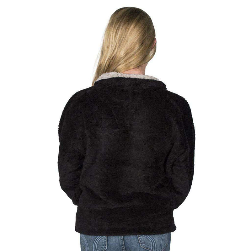 Double Plush 1/2 Zip Pullover in Black by True Grit - Country Club Prep