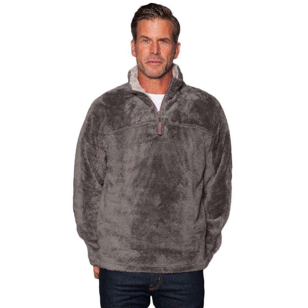 Double Plush 1/2 Zip Pullover in Charcoal by True Grit - Country Club Prep