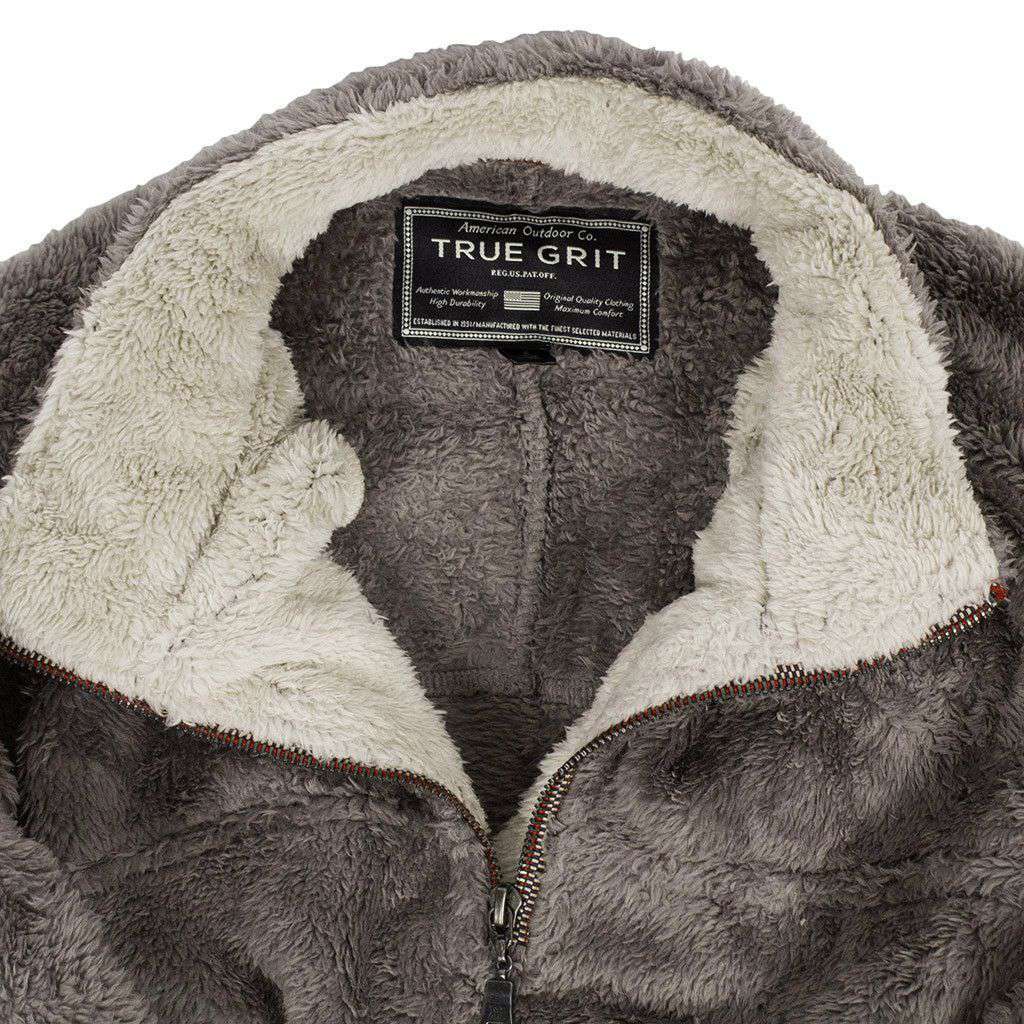 Double Plush 1/2 Zip Pullover in Charcoal by True Grit - Country Club Prep