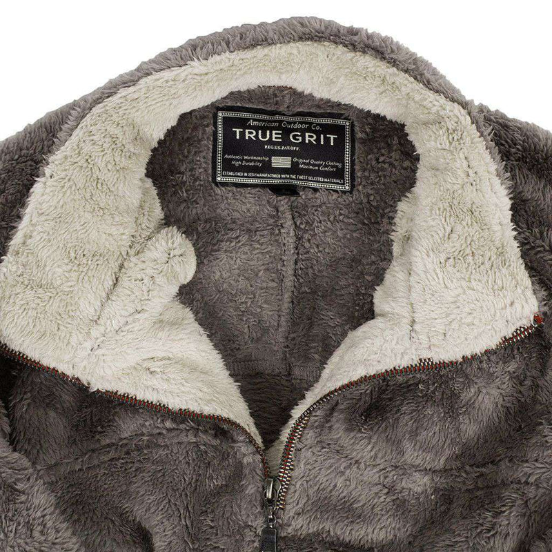 Double Plush 1/2 Zip Pullover in Charcoal by True Grit - Country Club Prep