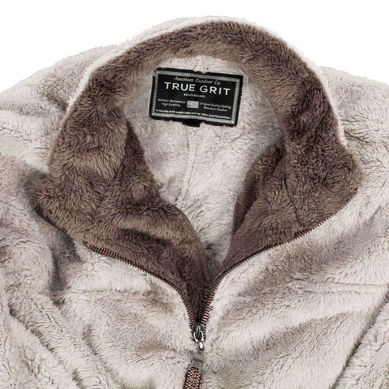 Double Plush 1/2 Zip Pullover in Oatmeal by True Grit - Country Club Prep