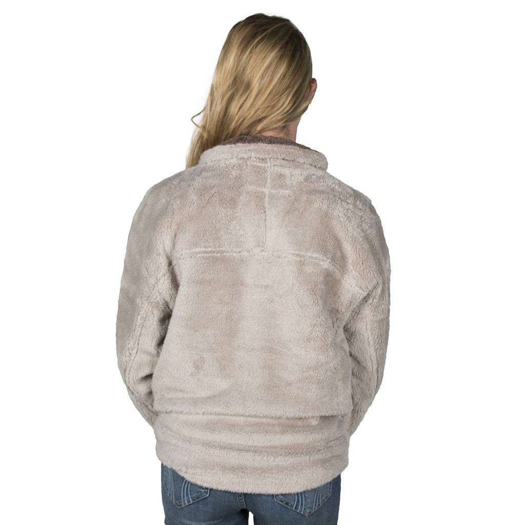 Double Plush 1/2 Zip Pullover in Oatmeal by True Grit - Country Club Prep