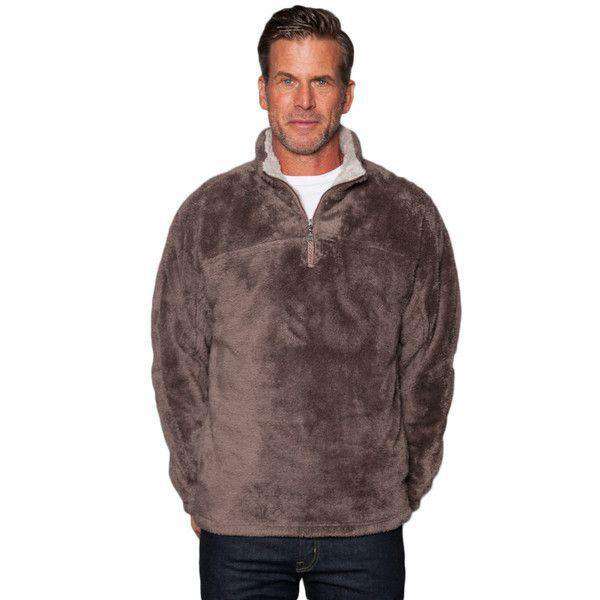 Double Plush 1/2 Zip Pullover in Vintage Brown by True Grit - Country Club Prep