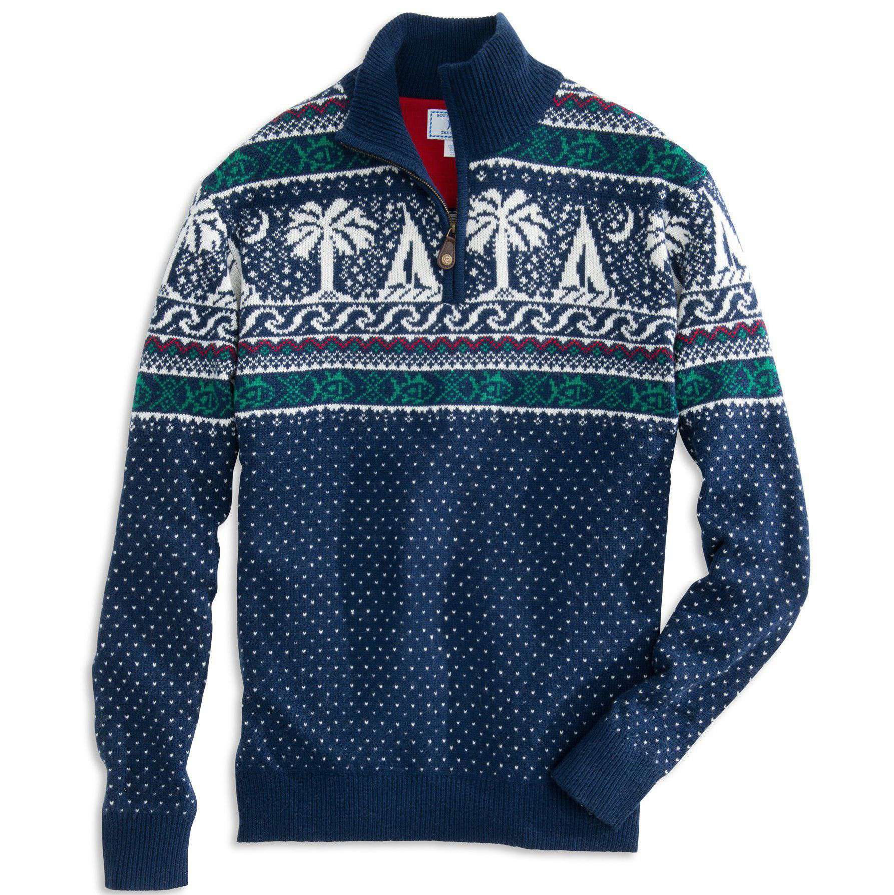 Fair Isle 1/4 Zip Pullover in Navy by Southern Tide - Country Club Prep