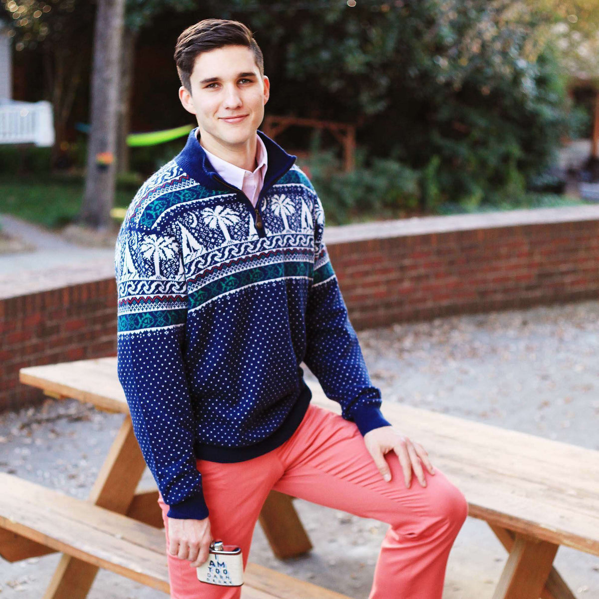 Fair Isle 1/4 Zip Pullover in Navy by Southern Tide - Country Club Prep