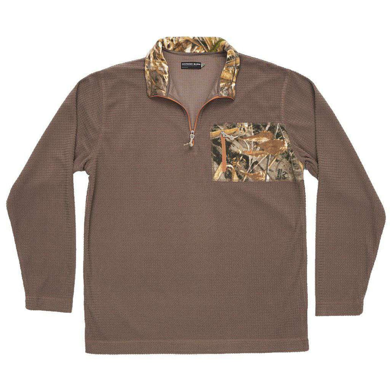 FieldTec Dune Pullover in Stone Brown with Camo Pocket by Southern Marsh - Country Club Prep