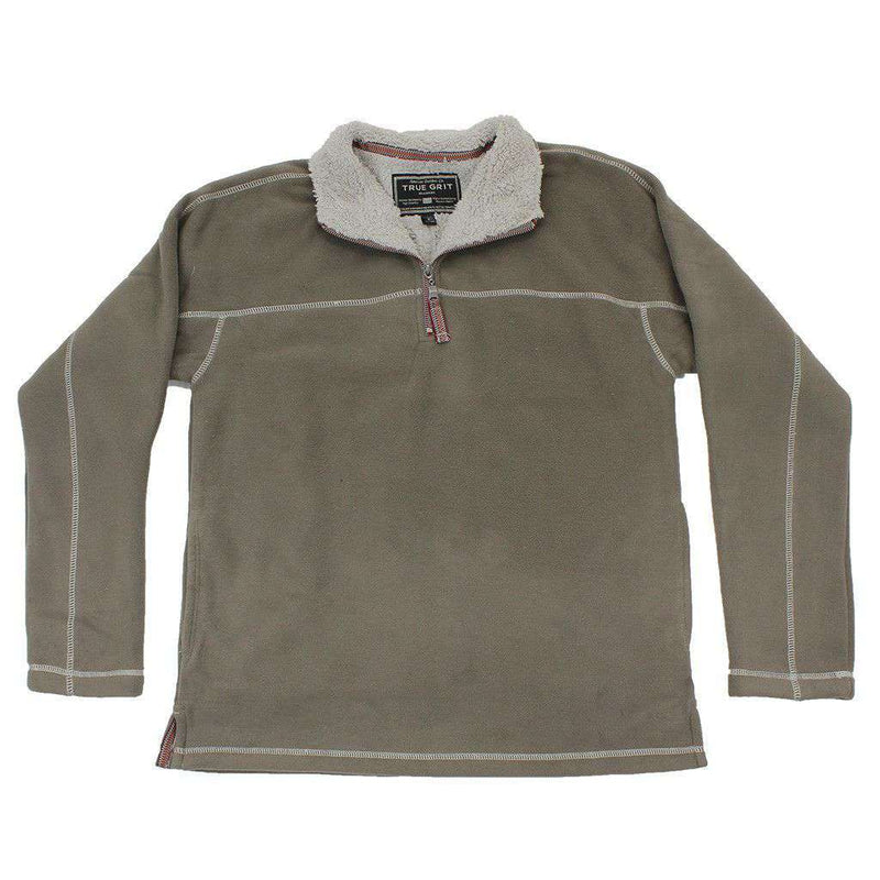 Fleece 1/4 Zip Pullover in Cocoa by True Grit - Country Club Prep