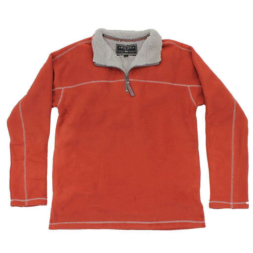 Fleece 1/4 Zip Pullover in Spice by True Grit - Country Club Prep