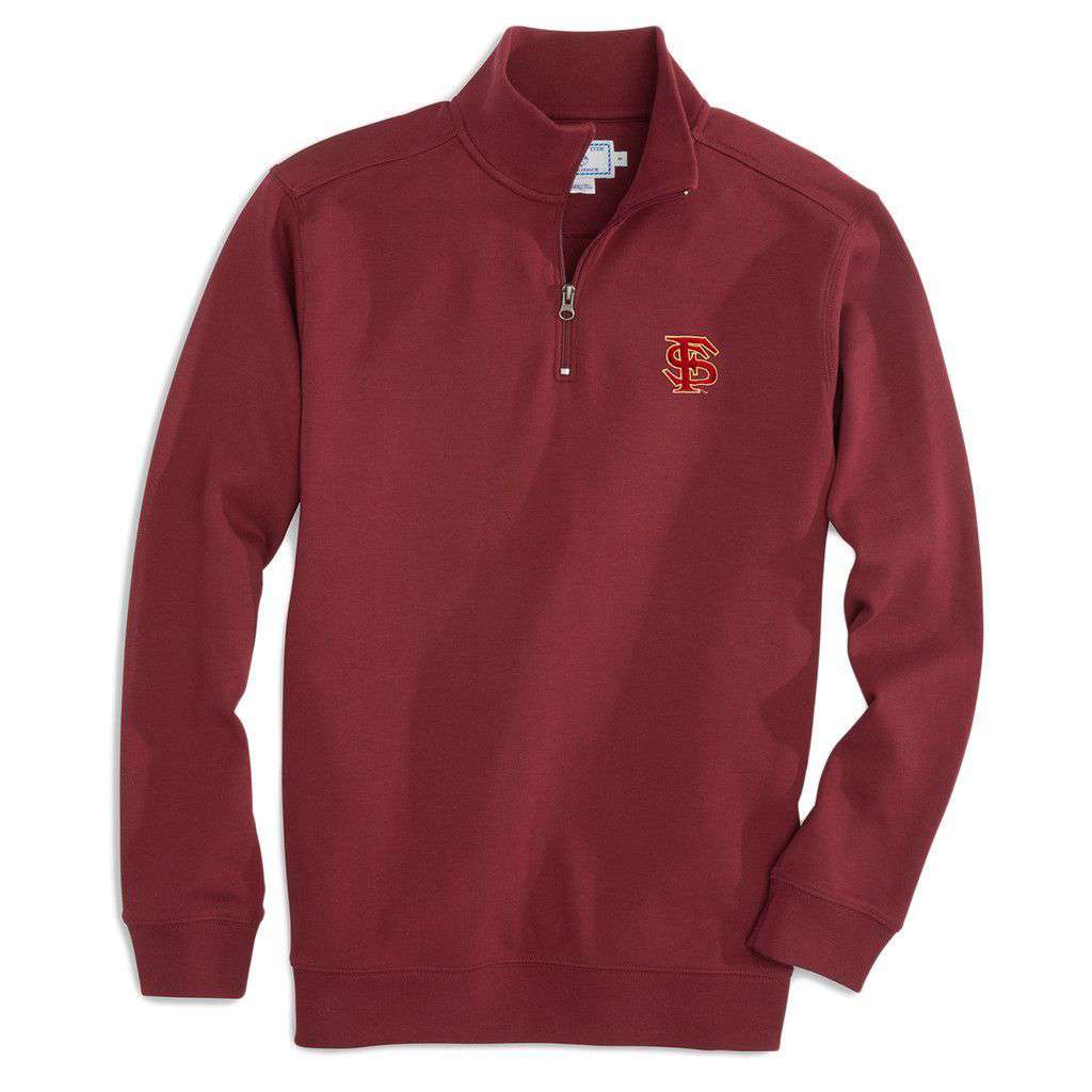 Florida State University Gameday Skipjack 1/4 Zip Pullover in Chianti by Southern Tide - Country Club Prep