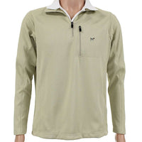 Hennington Waffle 1/4 Zip Pullover in Khaki by Southern Point Co. - Country Club Prep