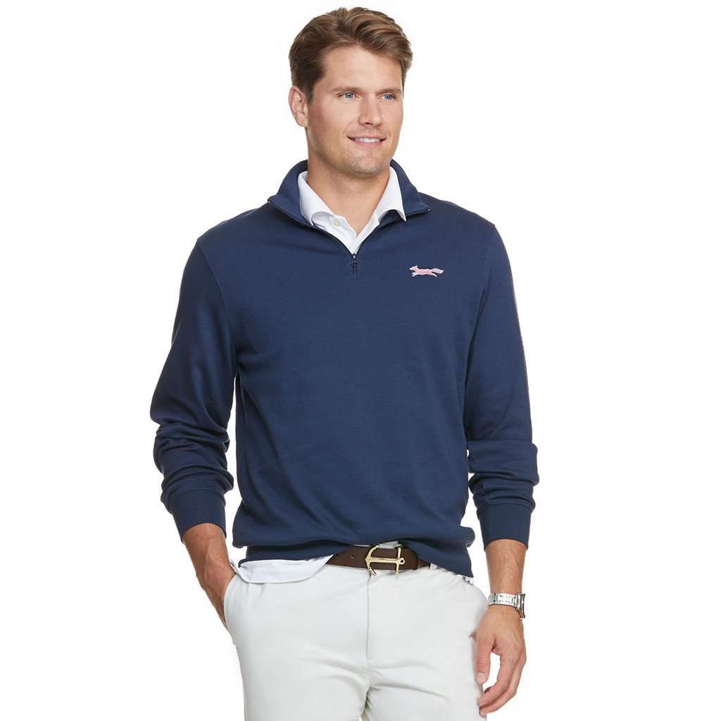 Longshanks Custom Jersey 1/4 Zip Pullover in Navy by Vineyard Vines - Country Club Prep