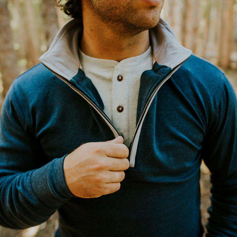 Puremeso Quarter Zip Pullover in Navy by The Normal Brand - Country Club Prep