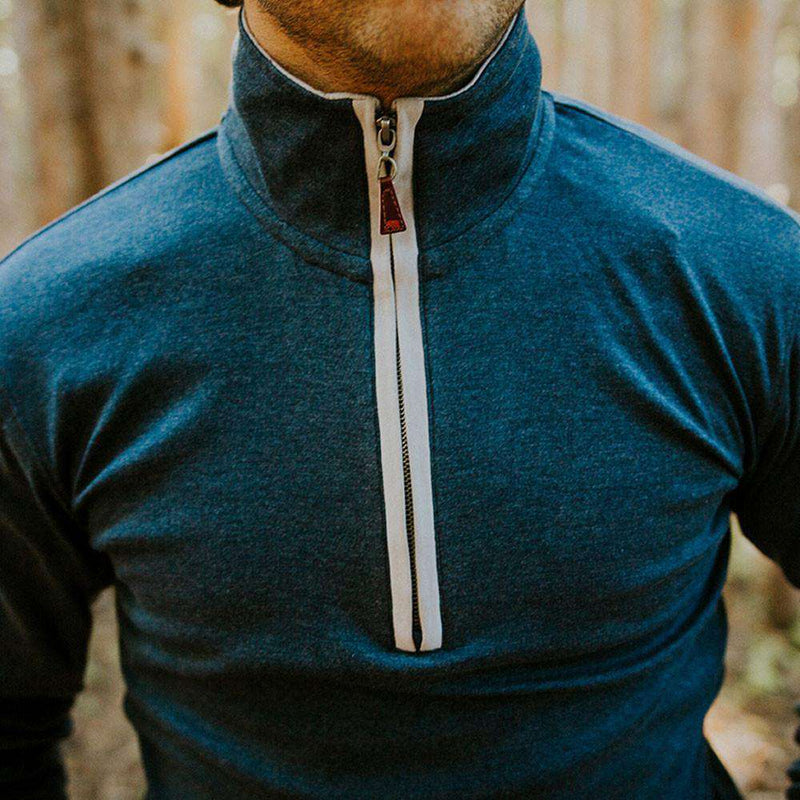 Puremeso Quarter Zip Pullover in Navy by The Normal Brand - Country Club Prep