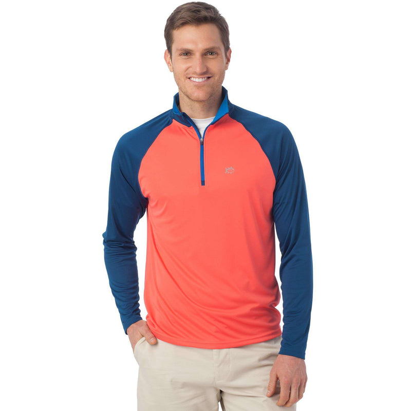 Tide to Trail Performance 1/4 Zip in Hot Coral by Southern Tide - Country Club Prep