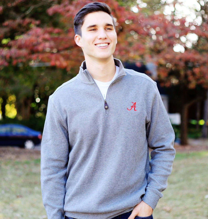University of Alabama 1/4 Zip Pullover in Steel Grey by Southern Tide - Country Club Prep
