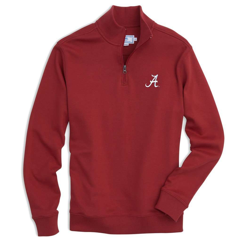 University of Alabama Gameday Skipjack 1/4 Zip Pullover in Crimson by Southern Tide - Country Club Prep