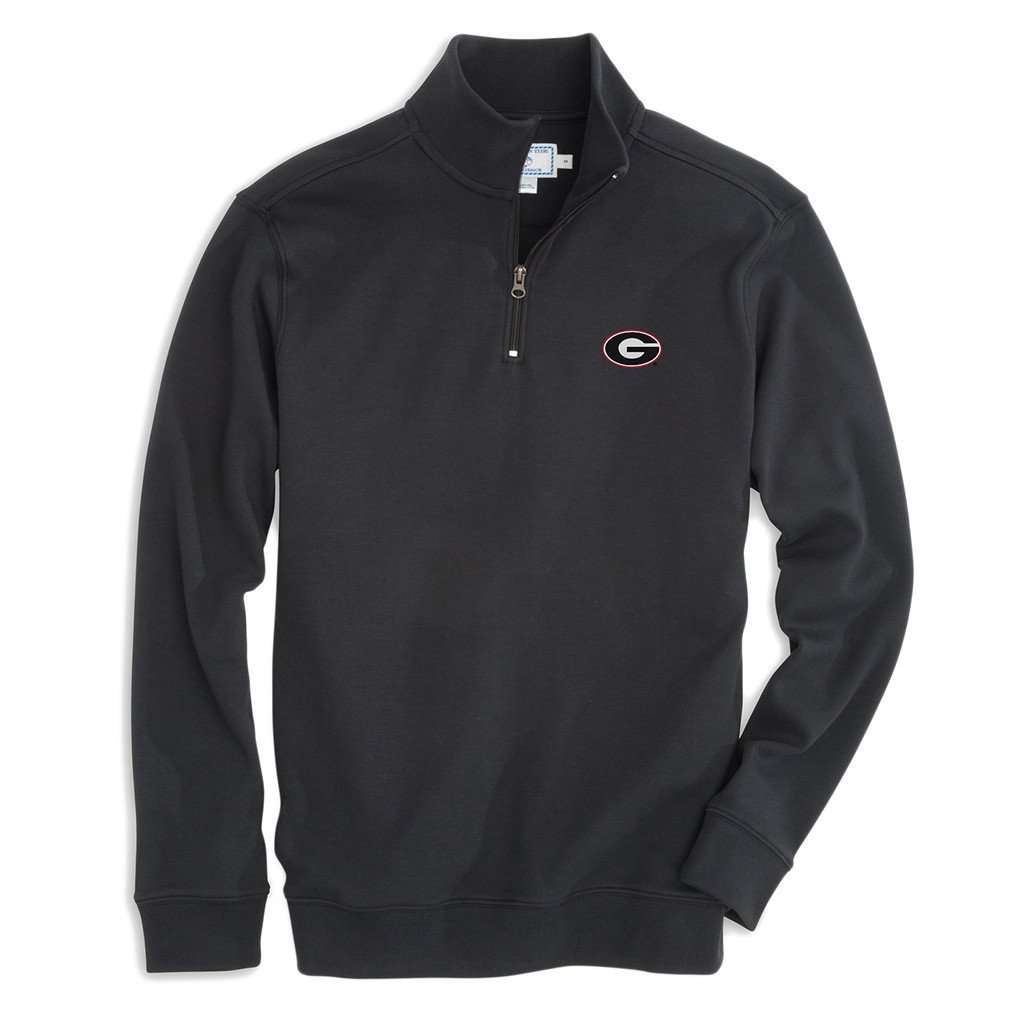 University of Georgia Gameday Skipjack 1/4 Zip Pullover in Black by Southern Tide - Country Club Prep