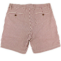 7" Seersucker Walking Short in Maroon and White by Olde School Brand - Country Club Prep