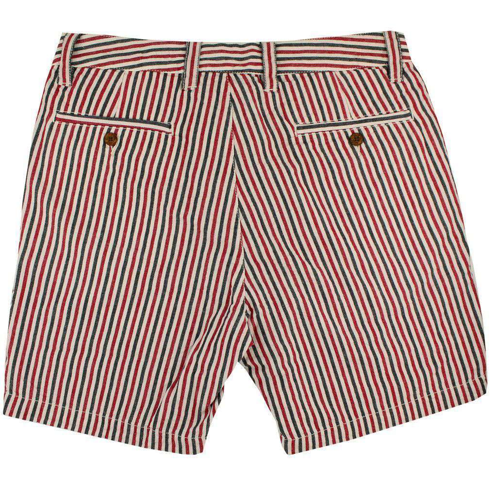 7" Seersucker Walking Shorts in Crimson and Black by Olde School Brand - Country Club Prep