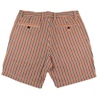7" Seersucker Walking Shorts in Orange and Navy by Olde School Brand - Country Club Prep