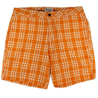7" Walking Shorts in Orange and White Madras by Olde School Brand - Country Club Prep
