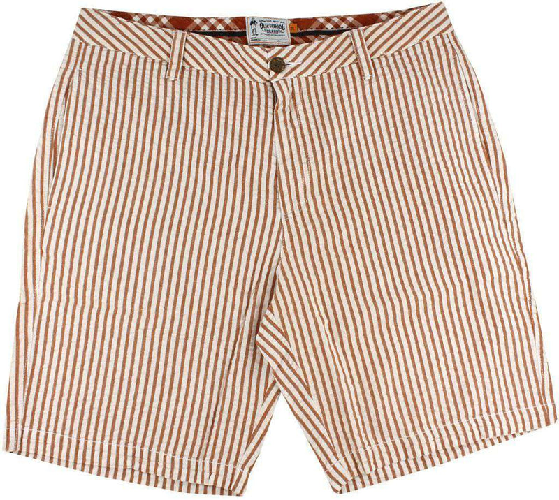 9" Seersucker Walking Shorts in Burnt Orange by Olde School Brand - Country Club Prep