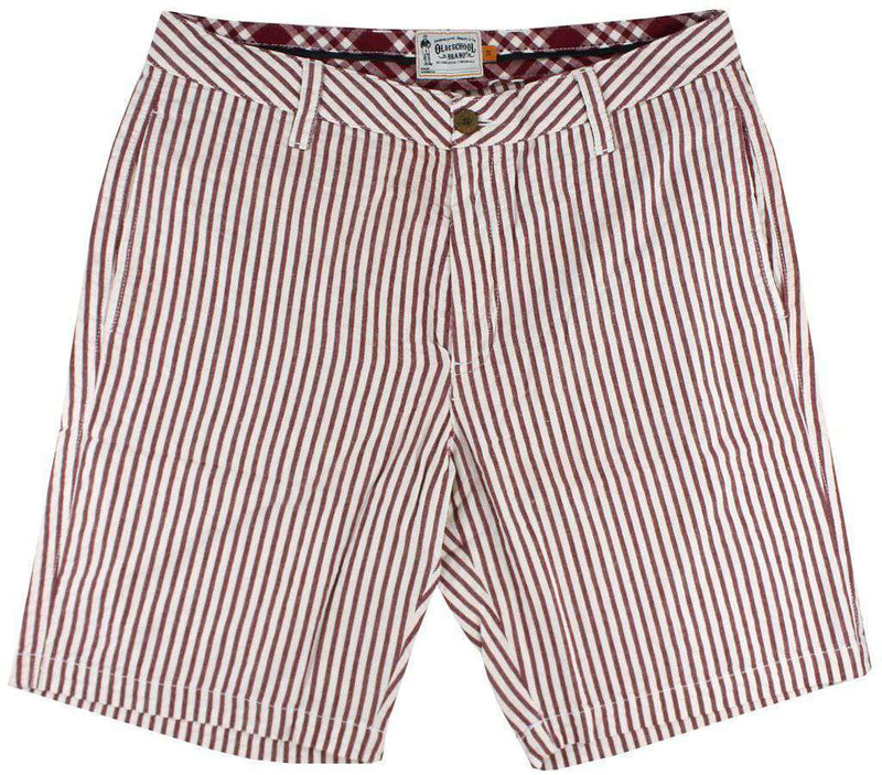 9" Seersucker Walking Shorts in Crimson by Olde School Brand - Country Club Prep