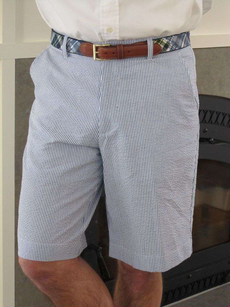 Blue Seersucker Bermuda Shorts by Just Madras - Country Club Prep