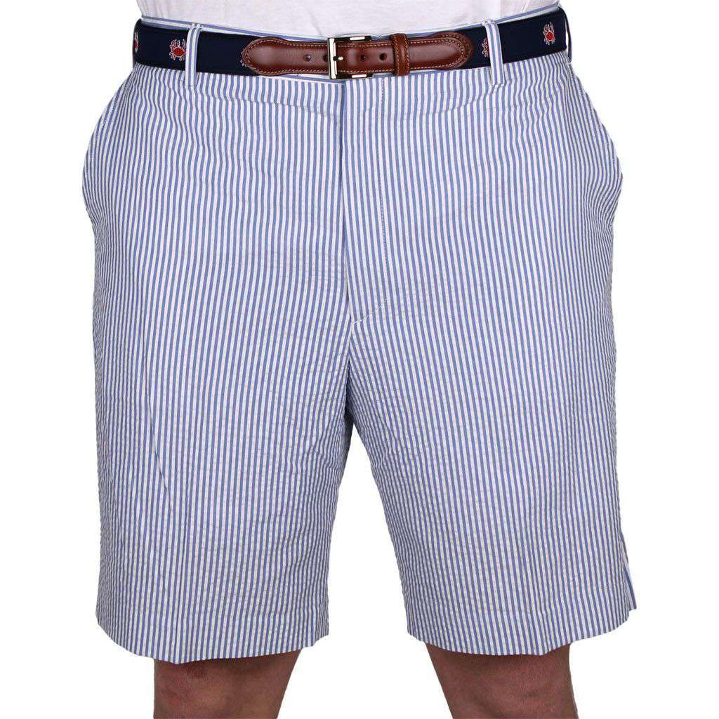 Blue Seersucker Shorts by Country Club Prep - Country Club Prep