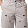 Cisco Short in Grey Mist with Embroidered Grills, Burgers and Hot Dogs by Castaway Clothing - Country Club Prep