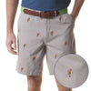 Cisco Short in Grey Mist with Embroidered Party Parrots by Castaway Clothing - Country Club Prep