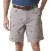 Cisco Short in Grey Mist with Embroidered Party Parrots by Castaway Clothing - Country Club Prep