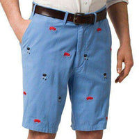 Cisco Short in Periwinkle Blue with Embroidered BBQ Motif by Castaway Clothing - Country Club Prep